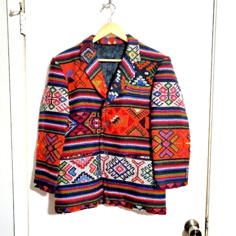 Hand Woven Yathra (Sheep Wool) Over Coat from Buthan Size Large